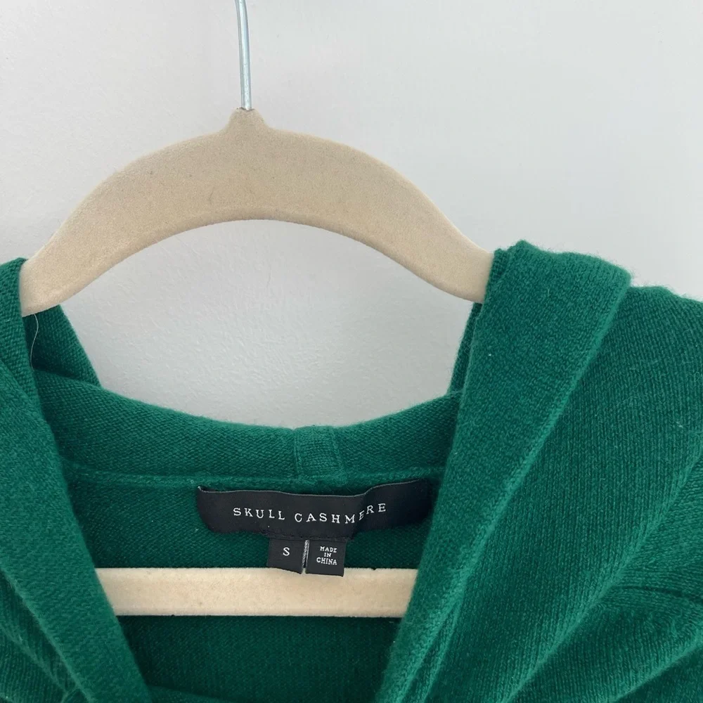 SKULL CASHMERE Collegiate Skull Green Hoodie Sweater - Picture 3 of 4